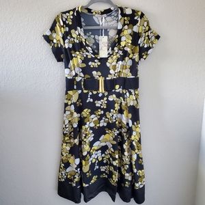 Lucy Paris floral belted modest dress NWT